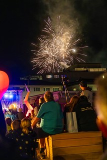 People watching fireworks at night, lively atmosphere, Fire Night, Sindelfingen, Germany