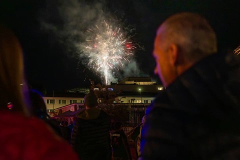 An impressive fireworks display lights up the night sky in front of planned spectators, Fire Night,