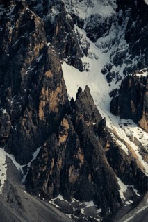 Close-up of mountain peaks of the Sesto Dolomites, Haunold Group, San Candido, Val Pusteria,