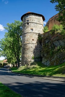 Mill tower, imperial palace of the Staufers in the Romanesque style, castle complex and