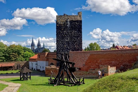 Keep, Black Tower and Imperial Palace of the Staufers in the Romanesque style, castle complex and