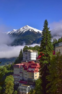 View over the village of Bad Gastein towards the Gamskarkogel (2467 m) in the province of Salzburg,