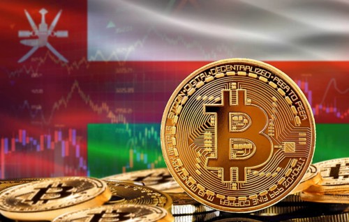 Investors in cryptocurrency and Blockchain Technology in Oman, Concept. Bitcoin with Oman flag in