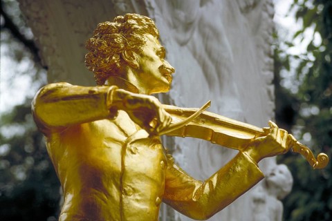 Johann Strauss monument in Vienna City Park, Vienna, Austria