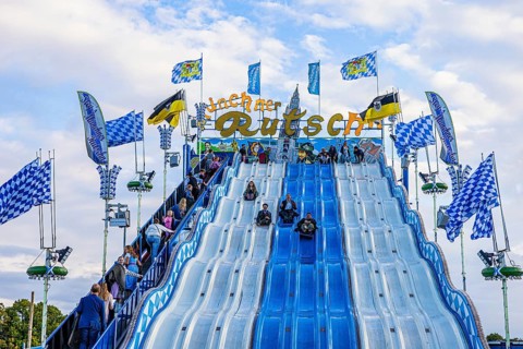 Meadow attraction Münchner Rutschn, Festwiese, Theresienwiese, Oktoberfest, Munich, Upper Bavaria,