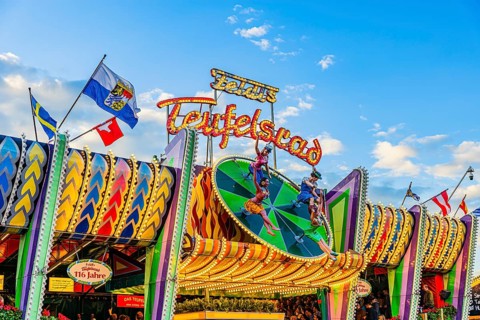 Historic Oktoberfest attraction Devil's Wheel, Festwiese, Theresienwiese, Oktoberfest, Munich,