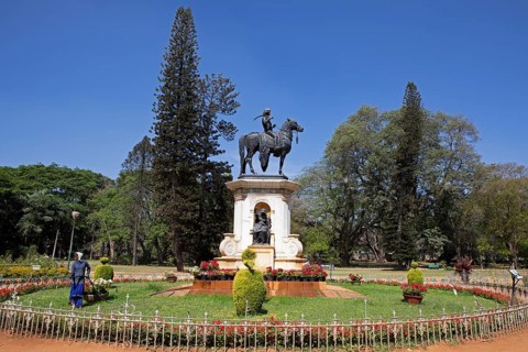 Equestrian monument in the Lalbagh Botanical Garden, Begaluru or Bangalore, Karnataka, India