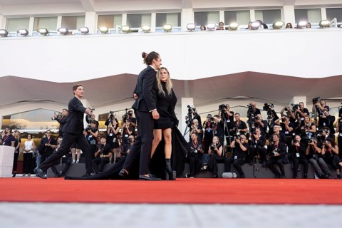 Venice, Italy - 2 September 2025: Rory St. Clair Gainer, Rebecca Ferguson during the Red Carpet of