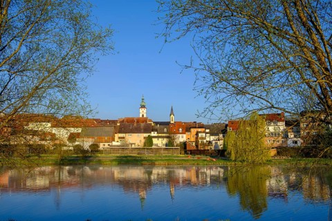 Old town centre of Tirschenreuth, at the Fischhof, Upper Palatinate, Bavaria, Germany