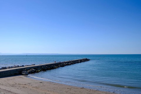 Beach promenade Nazario Sauro, Grado, Julian Friuli, Adriatic Sea, Italy