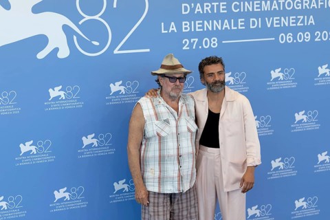 Venice, Italy - 3 September 2025: Julian Schnabel and Oscar Isaac during the Photo Call of - In the