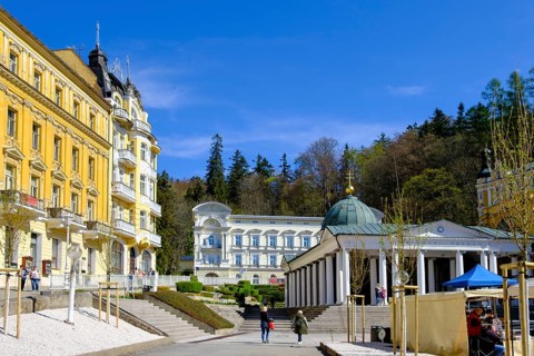 Promenade Hall, Spa Centre, Caroline Fountain, Colonnades, Mariánské Lázne, Mariánské Lázne, Czech