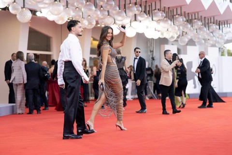 Venice, Italy - 1 September 2025: Aleksandra Petkanova during the red carpet of - The Smashing