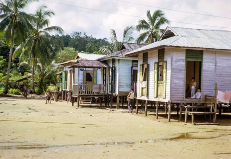 Village by Causeway between Singapore and Johor Bahru, Malaysia, Southeast Asia 1964