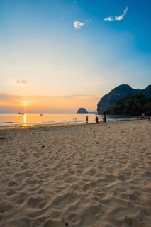Sandy beach beach and sunset, Charlie Beach, Koh Mook, Trang Province, Southern Thailand, Andaman