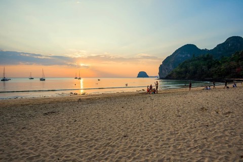 Sandy beach beach and sunset, Charlie Beach, Koh Mook, Trang Province, Southern Thailand, Andaman