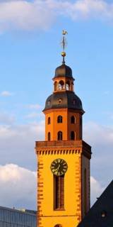 Tower of the Protestant St Catherine's Church in Frankfurt, Frankfurt am Main, Hesse, Germany