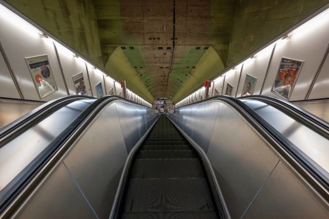 Escalators in the underground, Munich, Bavaria, Germany