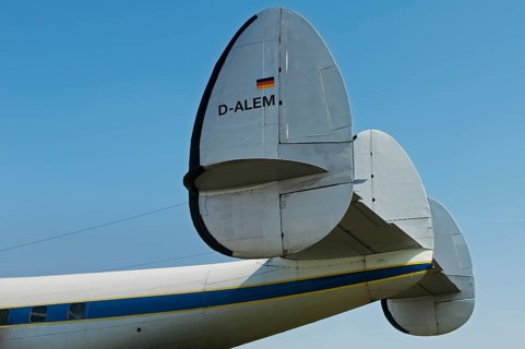 Tail unit of the Lockheed L-1049 G Super Constellation, registration D-ALEM