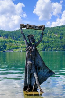 Statue of St Domitian by Giorgio Igne in Lake Millstatt, Millstadt, Carinthia, Austria