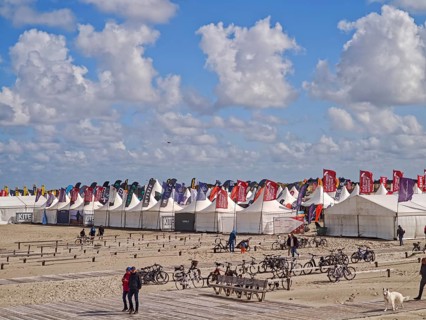 California kitesurfing Masters 2025, Kite Village tents with kite equipment for sale, marketplace,