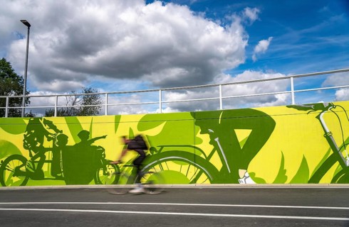 New bicycle tunnel at the junction of the B51 and Warendorfer Straße, in Münster, a bicycle and