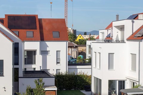 New detached houses in a development area in Rhineland-Palatinate