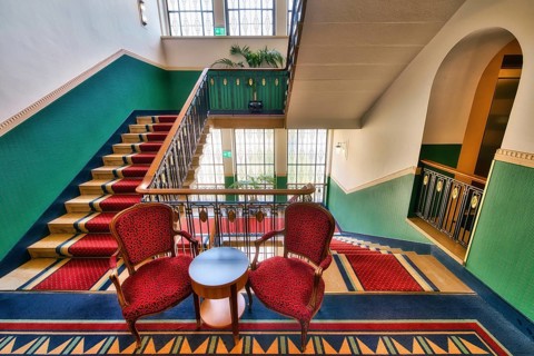 Colourful staircase in a hotel, Lucerne, Switzerland