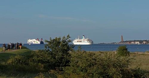 Stena Line ferry Stena Scandinavica, cruise ship Germany, naval memorial, Laboe, Kiel Fjord,