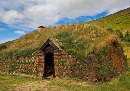 Eiríksstadir, Viking-era longhouse, where the explorer of America Leifur Eiríksson was born,