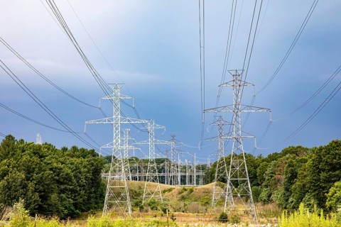 Bridgman, Michigan - High voltage power lines carry electricity from the Donald C. Cook Nuclear