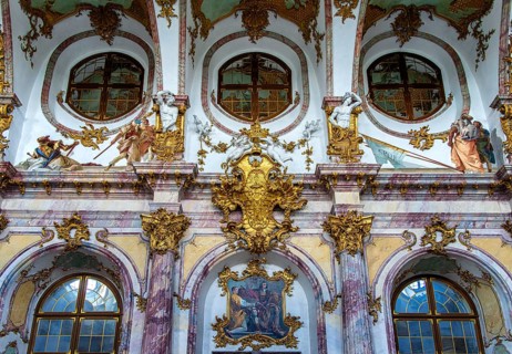 Interior design and exhibition rooms in the Würzburg Residence, imposing 18th century palace with