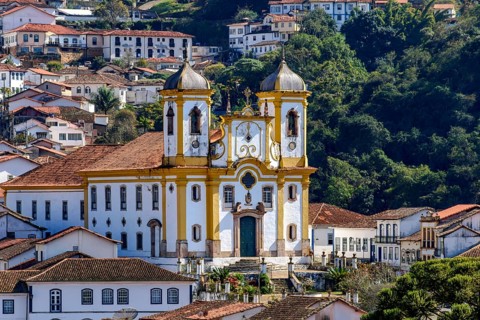 Old city of Ouro Preto with its churches and historic buildings, Ouro Preto, Minas Gerais, Brazil
