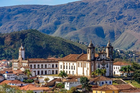 Historic city of Ouro Preto among the mountains of the state of Minas Gerais, Ouro Preto, Minas