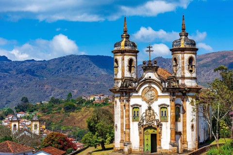Famous 18th-century baroque church in the historic city of Ouro Preto in Minas Gerais, Ouro Preto,