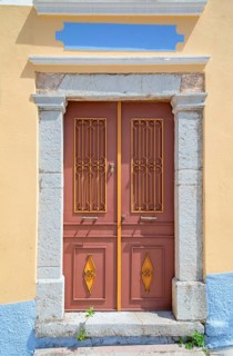 Traditional house entrance door, Chorio, Symi Island, Dodecanese Islands, Greece