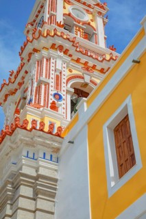 Bell tower, Panormitis monastery, Panormitis, Symi Island, Dodecanese Islands, Greece