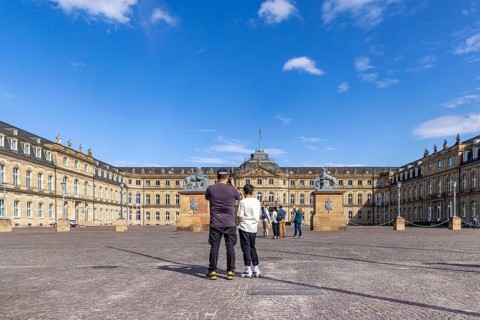 New Palace with Palace Square. Stuttgart, Baden-Württemberg, Germany