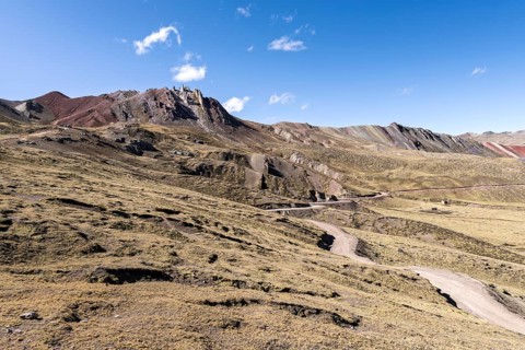 Stone forest of Palcoyo, hiking trail to the rainbow mountain Palcoyo, in the Peruvian Andes,