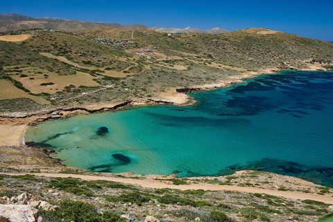 Bay of Vai, Clear turquoise waters meet a secluded sandy beach, Analipsi, Maltezana, Astypalea,