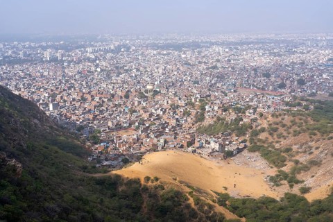 View of the city from Nahargarh Fort, Brahmanpuri, Jaipur, Rajasthan, India