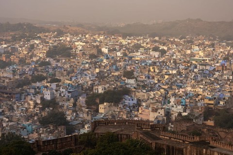 View of the Blue City from Mehrangarh Fort, Gulab Sagar, Jodhpur, Rajasthan, India
