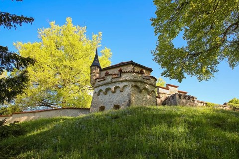 Lichtenstein Castle, fairytale castle of Württemberg, romantic fairytale castle on the eaves of the