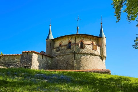 Augustenturm, cannon tower, Lichtenstein Castle, fairytale castle of Württemberg, romantic