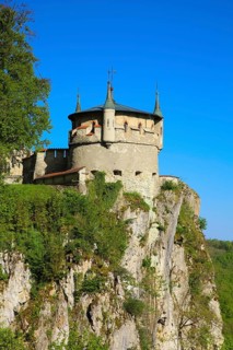 Augustenturm, cannon tower, Lichtenstein Castle, fairytale castle of Württemberg, romantic
