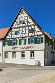 Gestütsgasthof near the stud farm and the Lauterquelle, catering, restaurant, building,