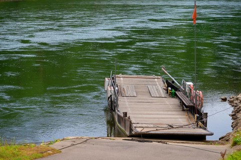 Historic Danube ferry at Weltenburg Monastery, Weltenburg a district of Kehlheim, Lower Bavaria,