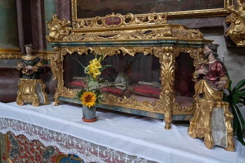 Reliquary sarcophagus of St Lucianus, catacomb saint, Abbey Church of the Assumption of the Virgin