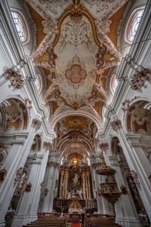 Interior of the abbey church created by the Asam brothers, Assumption of the Virgin Mary, built