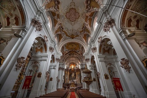 Interior of the abbey church created by the Asam brothers, Assumption of the Virgin Mary, built